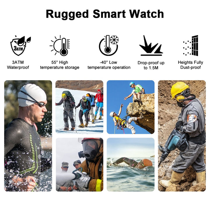 Rugged Men’s Outdoor Sports Waterproof Fitness Tracker Smartwatch
